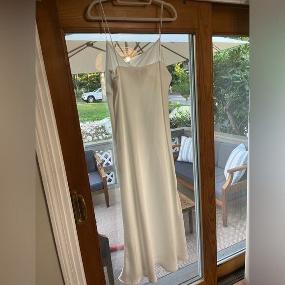 Lulus Satin White Midi Dress With Button Detail, Bridal, Wedding - Size XL - Picture 4 of 4